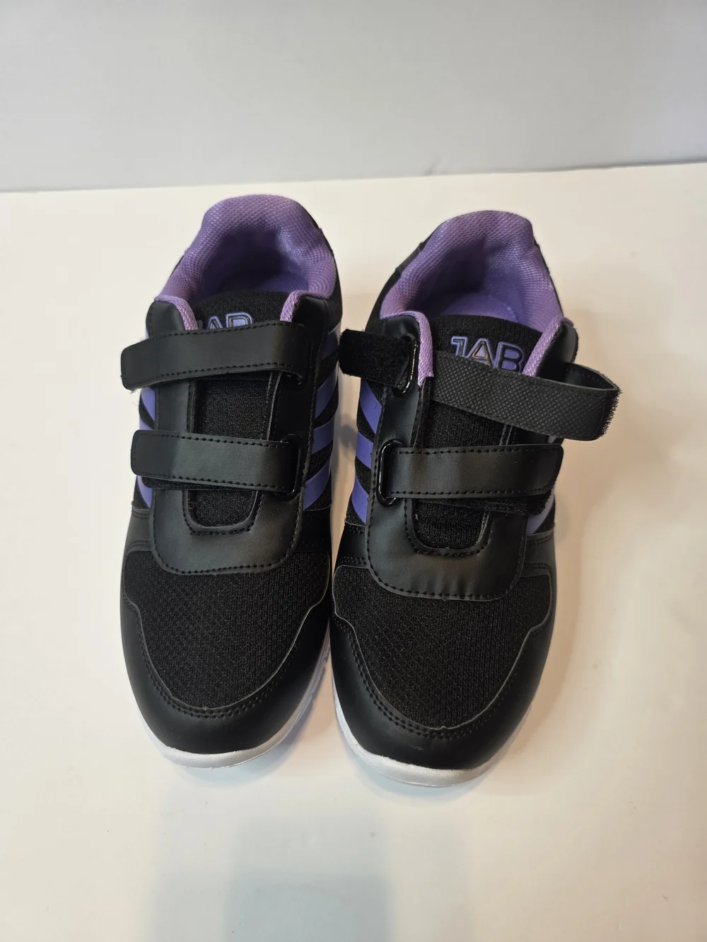 Amazon Kids Black and Purple Hook-and-Loop Sneakers